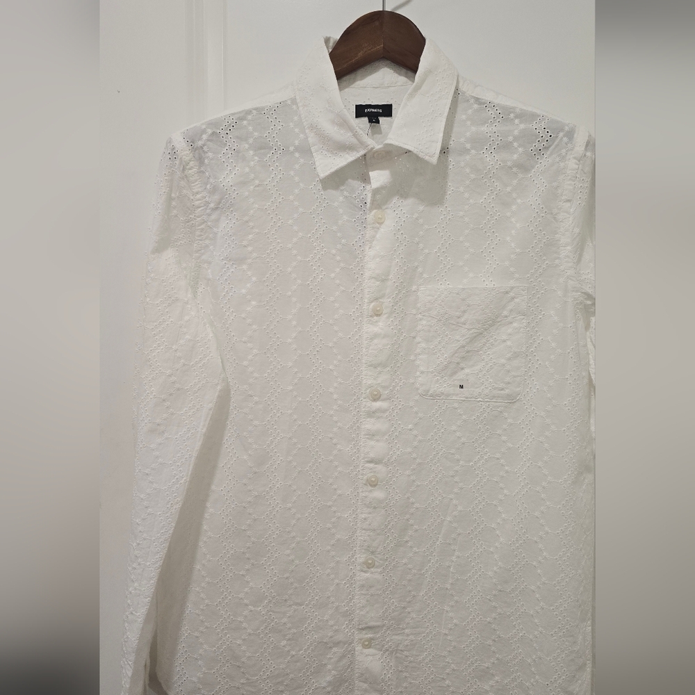 Express White Eyelet Men's Shirt